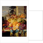 Still life of fruit on a ledge with a goldfish bowl, 1876 by William John Wainwright