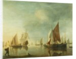 Shipping at anchor offshore in a calm sea; evening light, c.1650-60 by Hendrick Dubbels