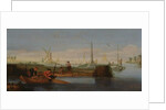 River scene with fishermen by Arentsz van der Cabel