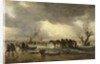 Winter scene with a sledge in the foreground and figures gathering round a tent on the ice, 1653 by Jan Josephsz van Goyen
