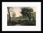 Sunset: Figures Under Trees by Jean Baptiste Camille Corot