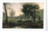 Sunset: Figures Under Trees by Jean Baptiste Camille Corot