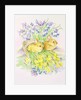 Rabbits in a basket with Daffodils and Bluebells by Diane Matthes