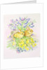 Rabbits in a basket with Daffodils and Bluebells by Diane Matthes