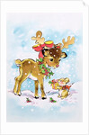Christmas Reindeer and Rabbit by Diane Matthes