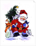 Father Christmas and Kittens, 1996 by Diane Matthes