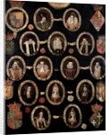 Genealogical chart tracing the Tudor roots of Mary Stuart, Queen of Scots and her son James VI of Scotland and I of England c.1603 by English School