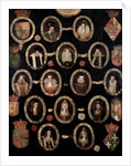 Genealogical chart tracing the Tudor roots of Mary Stuart, Queen of Scots and her son James VI of Scotland and I of England c.1603 by English School