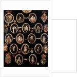 Genealogical chart tracing the Tudor roots of Mary Stuart, Queen of Scots and her son James VI of Scotland and I of England c.1603 by English School