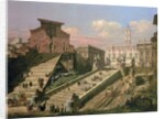 The Piazza del Campidoglio and the Church of S. Mario d'Aracoeli, Rome by B. & Bellotto L. Bellotto