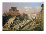 The Piazza del Campidoglio and the Church of S. Mario d'Aracoeli, Rome by B. & Bellotto L. Bellotto