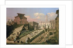 The Piazza del Campidoglio and the Church of S. Mario d'Aracoeli, Rome by B. & Bellotto L. Bellotto