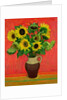 Sunflowers on a Red Background by Alberto Morrocco