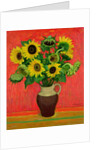 Sunflowers on a Red Background by Alberto Morrocco