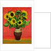 Sunflowers on a Red Background by Alberto Morrocco