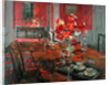 Tulips in a Red Dining Room by Susan Ryder