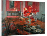 Tulips in a Red Dining Room by Susan Ryder