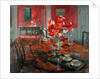 Tulips in a Red Dining Room by Susan Ryder