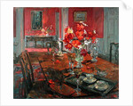 Tulips in a Red Dining Room by Susan Ryder