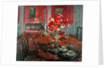 Tulips in a Red Dining Room by Susan Ryder