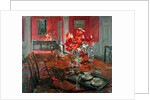 Tulips in a Red Dining Room by Susan Ryder
