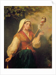 Young Woman Spinning Wool by Abraham Solomon
