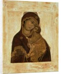 Virgin of the Don embracing the blessing Christ Child, Russian icon, 17th century by School Russian