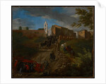 Coach and Travelers at Madonna del Riposo Near Rome by Pieter van Bloemen
