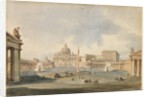 View of Saint Peter's Square and Basilica in Rome, c. 1846 by Ippolito Caffi