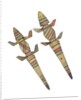 Carved wooden crocodile figures decorated with red, green and black painted geometric patterns, Hausa People, Kano, Northern Nigeria by Nigerian Nigerian