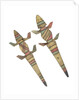Carved wooden crocodile figures decorated with red, green and black painted geometric patterns, Hausa People, Kano, Northern Nigeria by Nigerian Nigerian