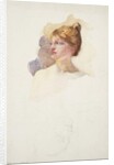 Sketch of female head by Samuel Isham