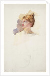 Sketch of female head by Samuel Isham