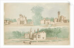 Three architectural sketches of villas by Charles Cromwell Ingham