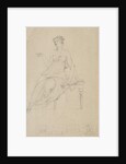 Woman seated on a bench and four floor plans by Samuel Finley Breese Morse