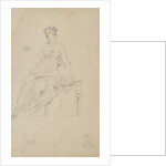 Woman seated on a bench and four floor plans by Samuel Finley Breese Morse