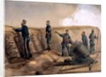 A 13-inch mortar of the Royal Artillery in action, 1855 by Lt. Henry James Alderson