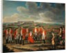 Lady Louisa Lennox with her husband’s Regiment, 25th Regiment of Foot, with Lord George Lennox beside her, and Fort St Philip, Port Mahon, in the background, c.1771 by Giuseppe Chiesa
