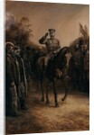 General Lord Kitchener saluting as he rides past Boer leaders who stand, doffing their hats, 1902 by Johann Nepomuk Schonberg