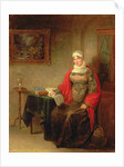 Portrait of Mrs John Crome Seated at a Table by an Open Workbox by Michael William Sharp