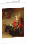 Portrait of Mrs John Crome Seated at a Table by an Open Workbox by Michael William Sharp
