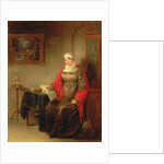 Portrait of Mrs John Crome Seated at a Table by an Open Workbox by Michael William Sharp