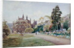 The long walk and flower border in May - New College, Oxford, c.1918 by William Matthison