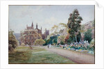 The long walk and flower border in May - New College, Oxford, c.1918 by William Matthison