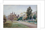 The long walk and flower border in May - New College, Oxford, c.1918 by William Matthison