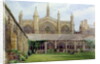 New College cloisters with gardener, 1887 by John Fulleylove