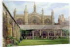 New College cloisters with gardener, 1887 by John Fulleylove
