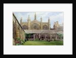 New College cloisters with gardener, 1887 by John Fulleylove