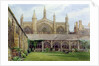 New College cloisters with gardener, 1887 by John Fulleylove