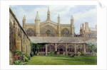 New College cloisters with gardener, 1887 by John Fulleylove
